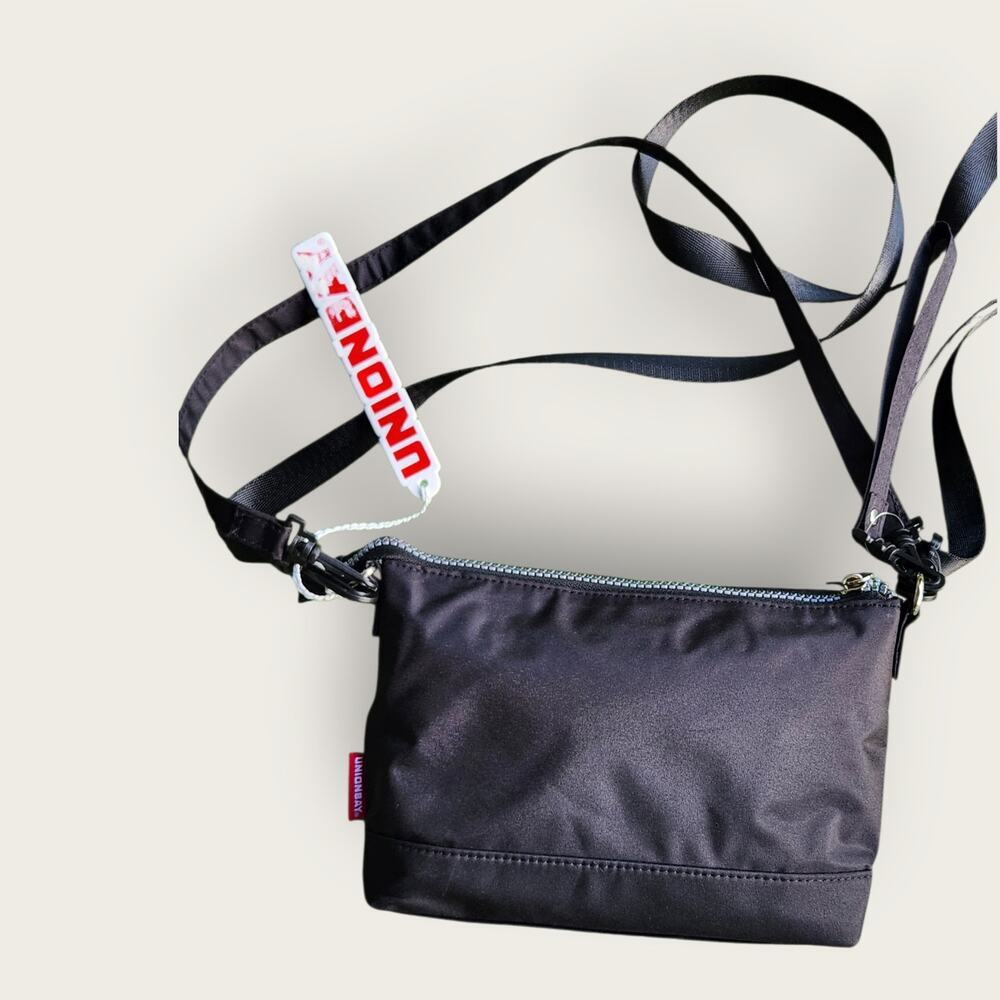 UnionBay Black Logo Retro Rainbow Striped Streetwear Y2K Zipper Crossbody - Picture 2 of 6
